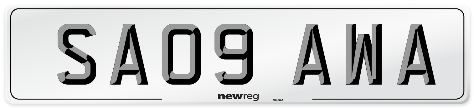 SA09 AWA Number Plate from New Reg